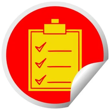 Circular peeling sticker cartoon check list Stock Illustration