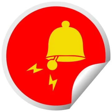 Circular peeling sticker cartoon ringing bell Stock Illustration