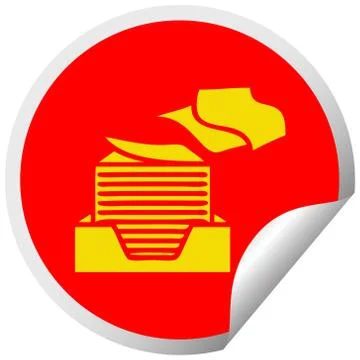 Circular peeling sticker cartoon stack of office papers Stock Illustration