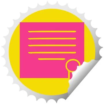 Circular peeling sticker cartoon work diploma Stock Illustration