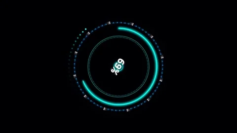 Circular percentage loading animation with glowing cyan digital interface o.. 스톡 동영상 342583113