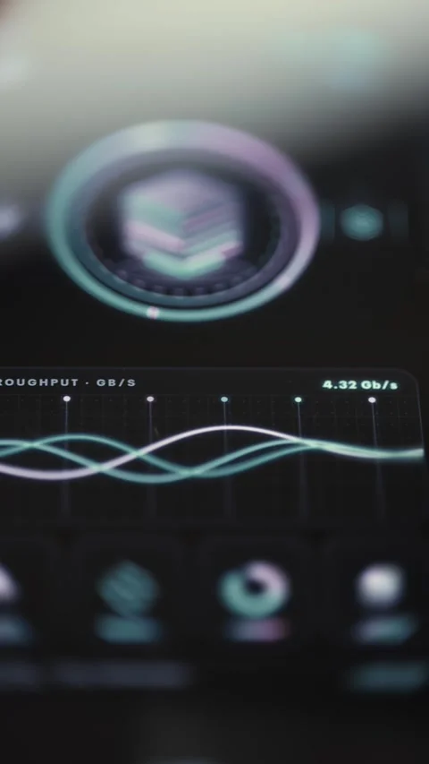 Circular Performance Gauge on Smartphone Analytics Screen Stock Footage 341866932