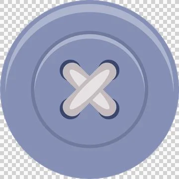 A circular, periwinkle blue button with light gray stitching in an X-shape... Stock Illustration