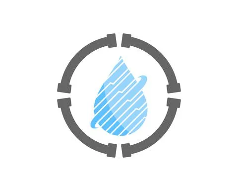 Circular pipe with stripes water drop inside Stock Illustration