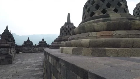 Circular platform with perforated stupas, Borobudur Temple, Java, Indonesia Stock Footage 148995516