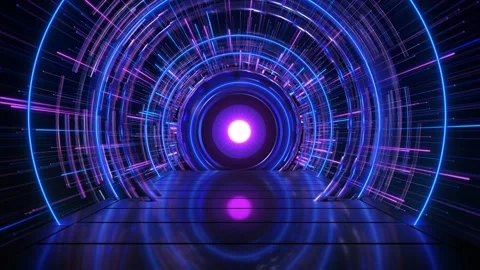 Circular platform purple gradient blue background, product display stage black c Stock Footage 342785075
