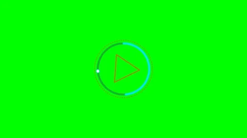 A circular play button icon centered on a vibrant green screen background Stock Footage 340903908