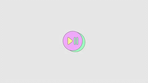 Circular play pause button neubrutalism UI element animation Stock Footage 336186737