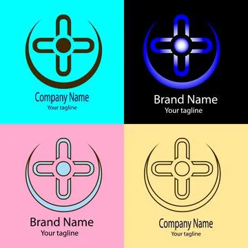 Circular Plus Node logo design Stock Illustration