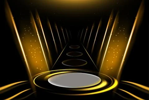 Circular Podium with Floating Spheres Background Stock Illustration