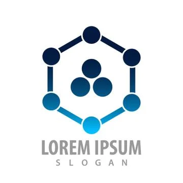 Circular point on hexagon line concept design. Symbol graphic template elemen Stock Illustration