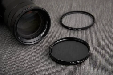 Circular polarizer camera filter Stock Photos