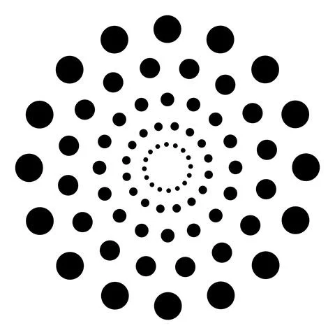 Circular polca dot pattern. Concentic round dot shapes Illustrazione stock
