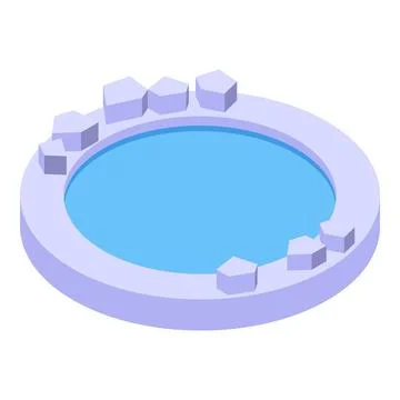 Circular pool with ice cubes surrounding, refreshing summer concept 스톡 일러스트