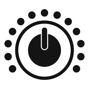 Circular power button with light indicators showing increasing intensity Stock Illustration