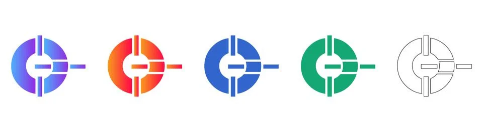 Circular Precision Target Icons Set Stock Illustration