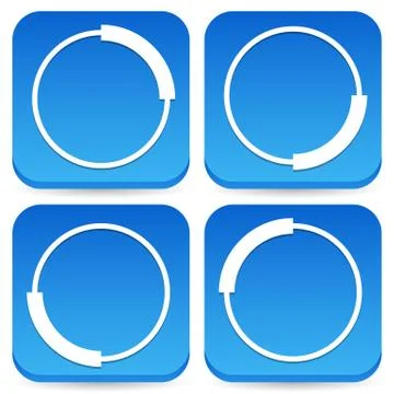 Circular preloader, buffer shapes, symbols. 4 step progress indicators. Stock Illustration
