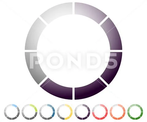 Circular preloader, progress indicator icon w/ 8 steps. Buffer symbol ...
