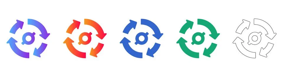 Circular Process and Workflow Cycle Icons Stock Illustration