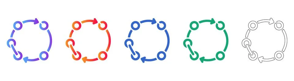 Circular Process and Workflow Cycle Icons Stock Illustration
