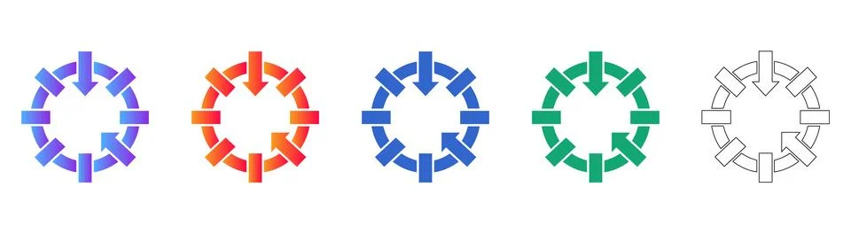 Circular Process Cycle Flow Icon Set Stock Illustration