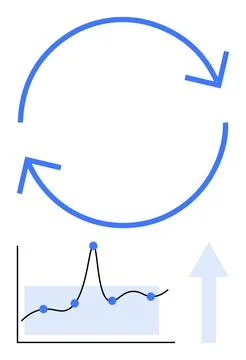 Circular Process Cycle with Growth Graph and Upward Arrow Symbolizing Progr.. Stock Illustration