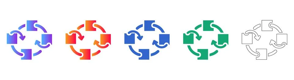 Circular Process Cycle Icons Stock Illustration