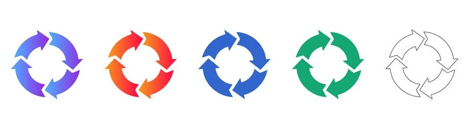 Circular Process Flow Arrow Icons Stock Illustration