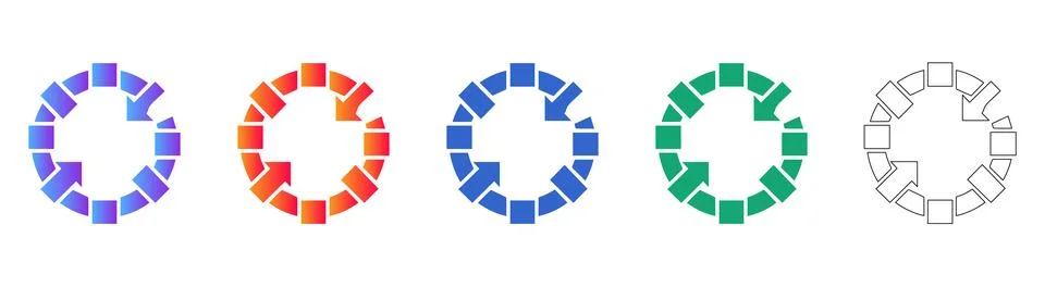 Circular Process Flow Arrow Icons Stock Illustration