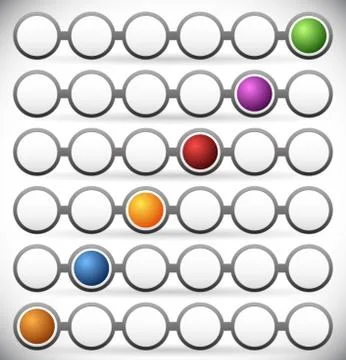 Circular process flow chart element. Color Coded Steps, Phase, Progress Indic Stock Illustration