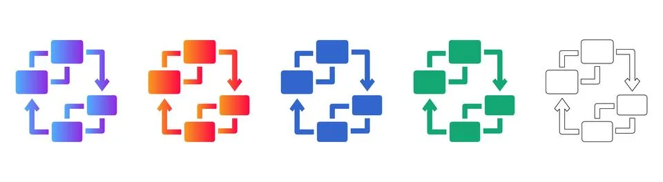 Circular Process Flow Cycle Diagram Icons Stock Illustration