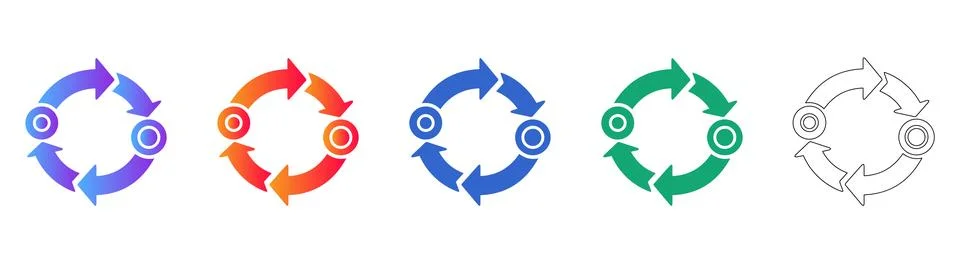Circular Process Flow Icons Set Stock Illustration