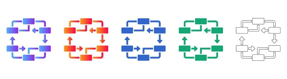 Circular Process Flowchart Infographic Icons イラスト素材