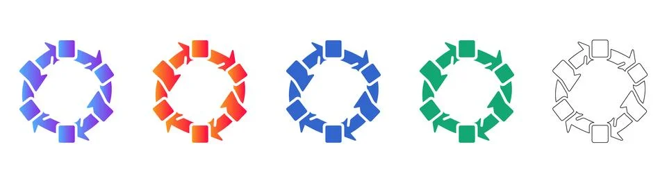 Circular Process Workflow Icon Set Stock Illustration