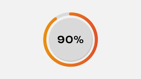 Circular progress bar animation filling from 0% to 90% with smooth motion Stock Footage 310430794