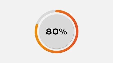 Circular progress bar animation filling from 0% to 80% with smooth motion Stock Footage 310430795