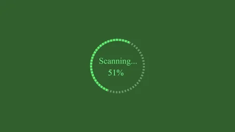 Circular progress bar with green and gray segments indicating scanning at 5.. Stock Footage 337566985