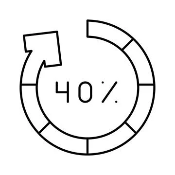 Circular progress bar icon showing 40 percent loading Stock Illustration