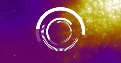 Circular progress bar image over purple and yellow sparkling background Stock Photos