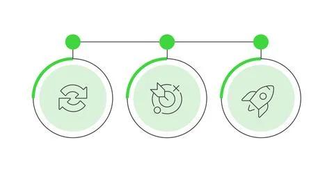Circular progress bar indicators infographic 3 steps イラスト素材