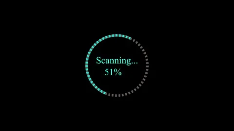 Circular progress bar with teal and gray segments indicating scanning at 53.. Stock Footage 337566974