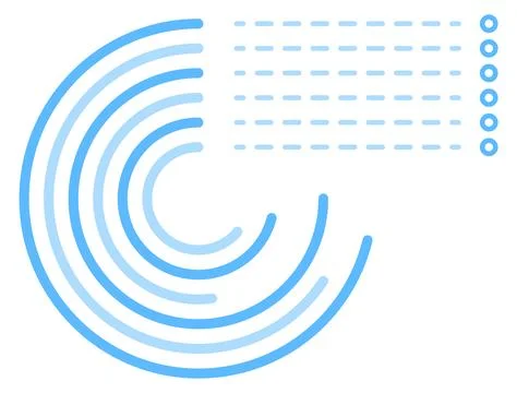 Circular progress chart. Blue line circle diagram Illustrazione stock