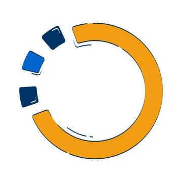 Circular progress chart with color blocks 2D doodle object Stock Illustration
