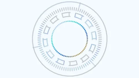 Circular progress indicator with color gradient and abstract geometric elements Stock Footage 339961896