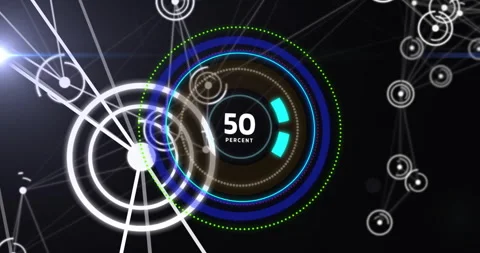 Circular progress indicator showing 51 percent, futuristic data visualization Stock Footage 306507904