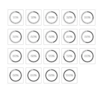 Circular progress percentage increments line style data visualization element Ilustración de archivo