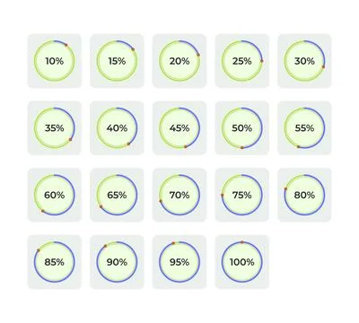 Circular progress with percentage increments UI data visualization element se Stock Illustration