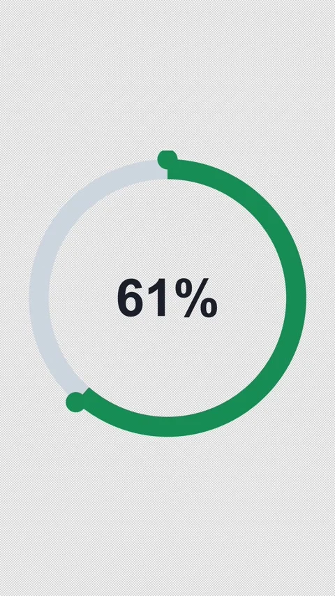 Circular Progress Ring 100 Green 100 Percent Alpha 4K Vertical 9x16 Light Vídeo Stock 339507872
