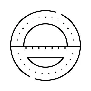 Circular protractor tool for angle measurement and geometry studies Illustrazione stock