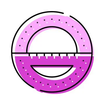 Circular protractor tool providing angle and geometric measurement Illustrazione stock